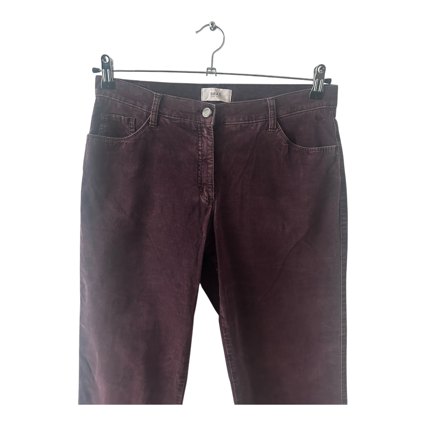 Brax Damen Hose Gr 40 Kurz Braun Cord Baumwolle Elasthan Used Look