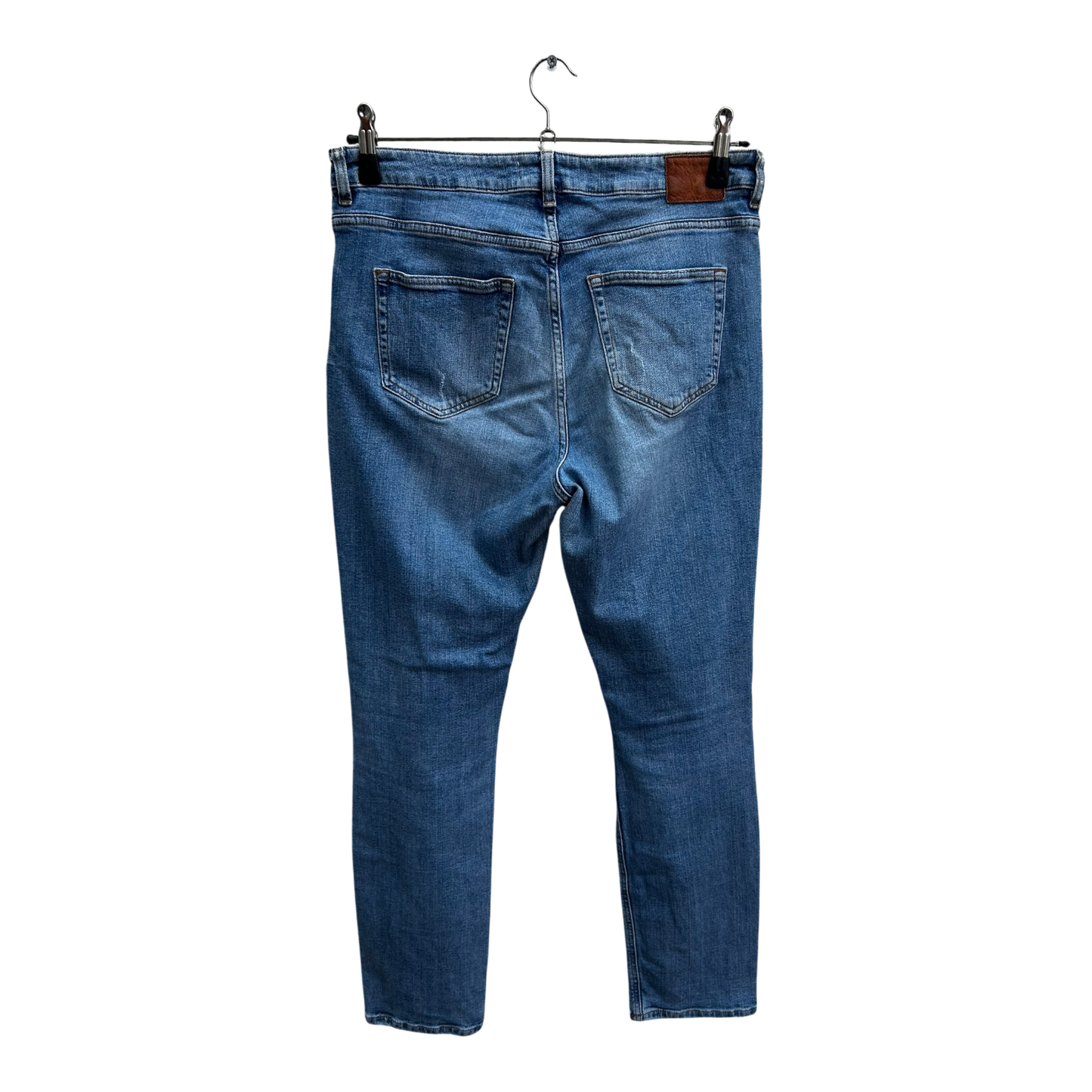 Zara Damen Jeans Hose Gr 42 Blau Used Look Baumwolle Elasthan Denim Klassisch