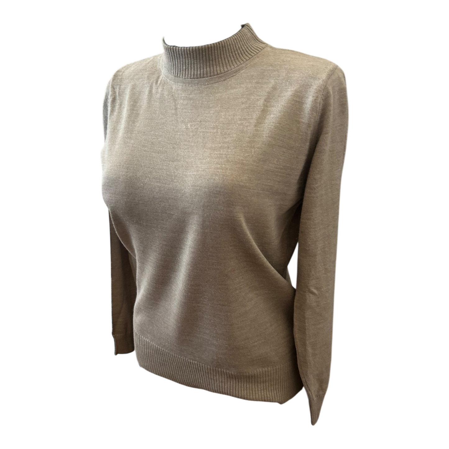 Damen Pullover Sixth Sense Größe S Beige Merinowolle Stehkragen Klassisch