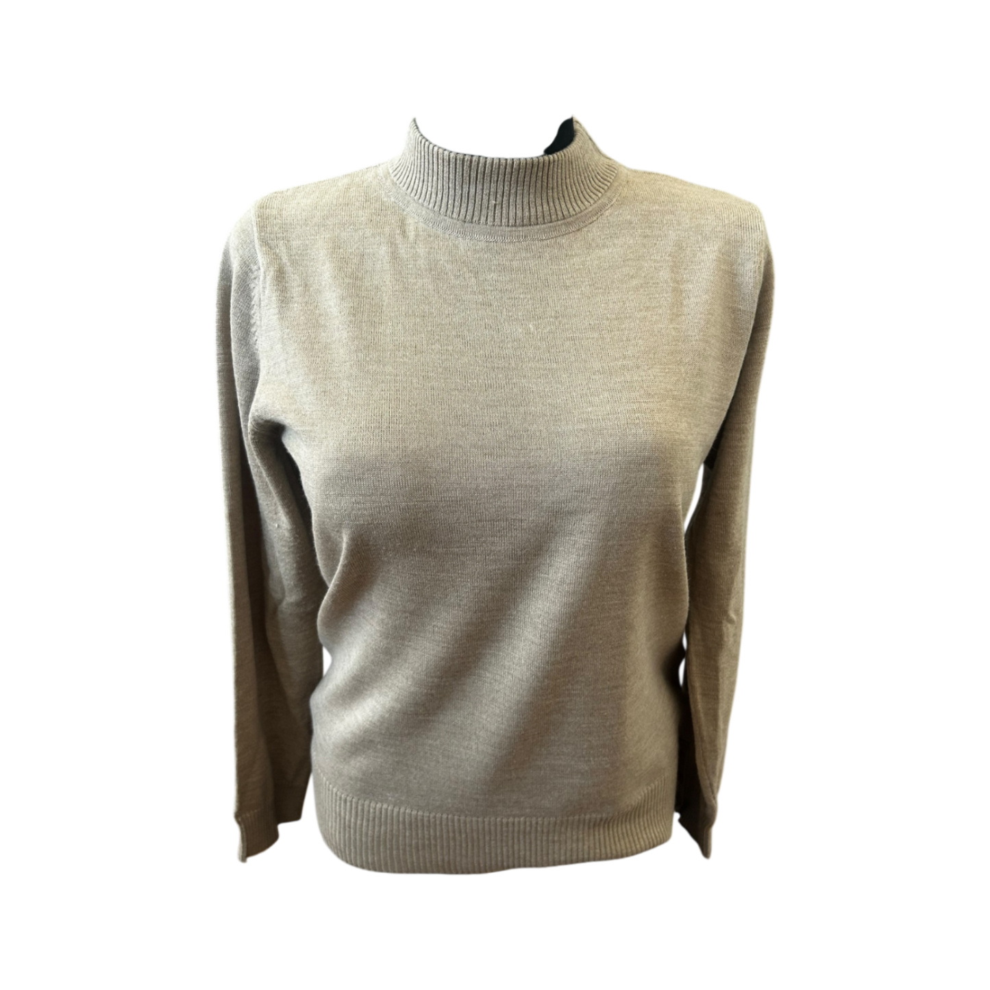 Damen Pullover Sixth Sense Größe S Beige Merinowolle Stehkragen Klassisch