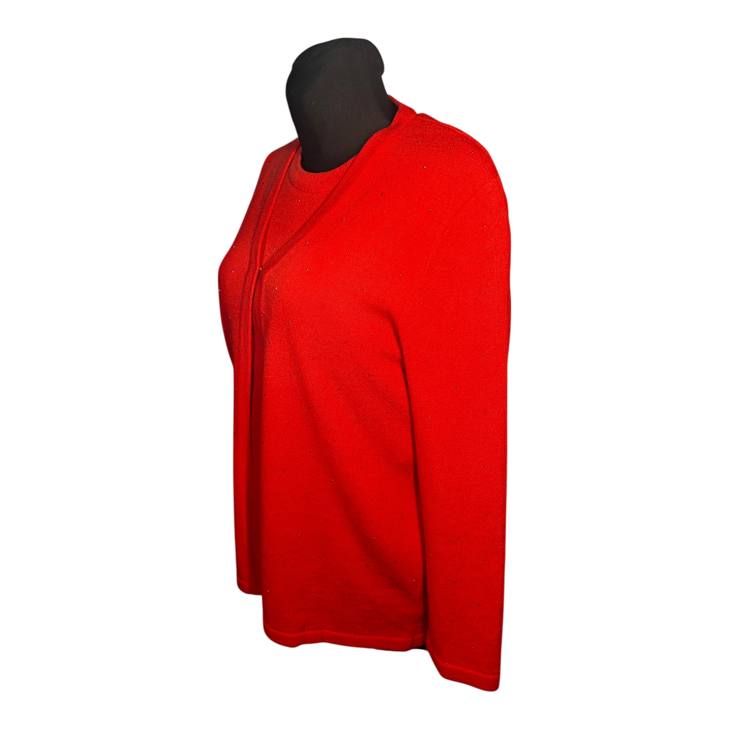 Attitude Damen Zweiteiler Strickset Größe 42 Rot Acryl Wolle Elegant Glitzer Top Wie NEU