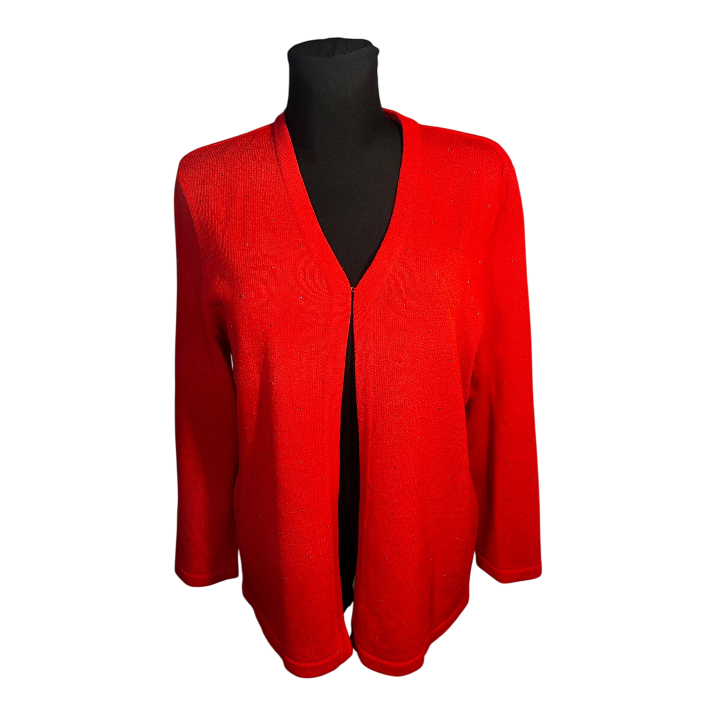 Attitude Damen Zweiteiler Strickset Größe 42 Rot Acryl Wolle Elegant Glitzer Top Wie NEU