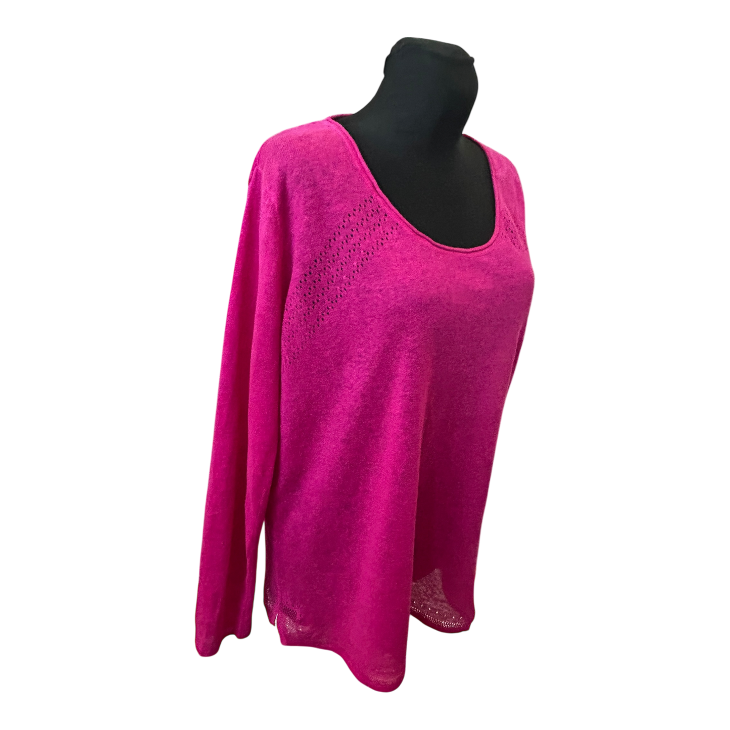 Anne L Sommer Pullover Damen Gr L Pink Leinen Langarm Leicht Luftig