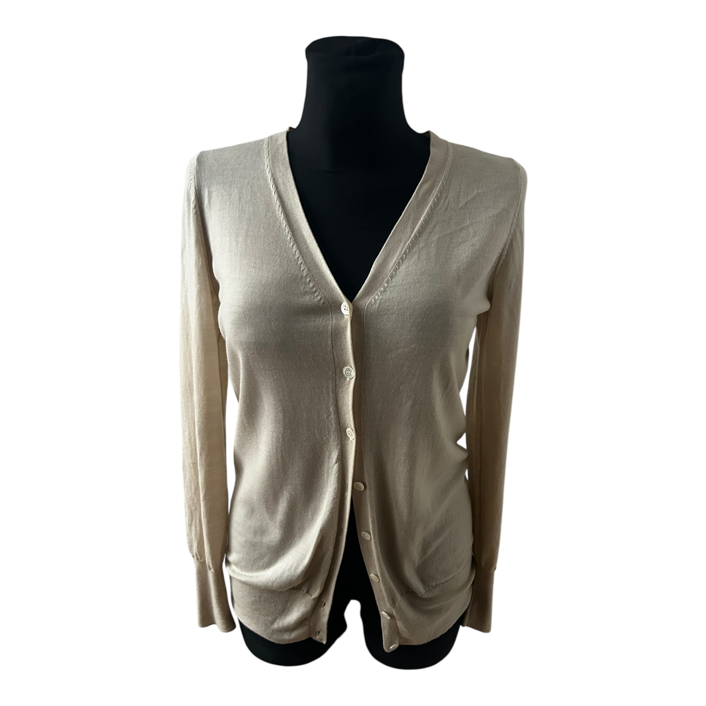 Strenesse Damen Strickjacke Cardigan Größe 40 Beige Wolle Elegant Klassisch