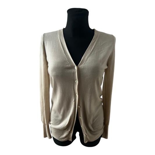 Strenesse Damen Strickjacke Cardigan Größe 40 Beige Wolle Elegant Klassisch