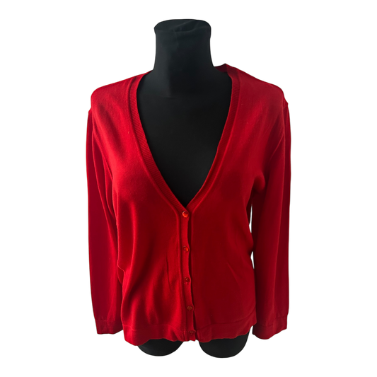 Second Hand Liebe Damen Strickjacke Cardigan Größe XL Rot Hochwertig Elegant