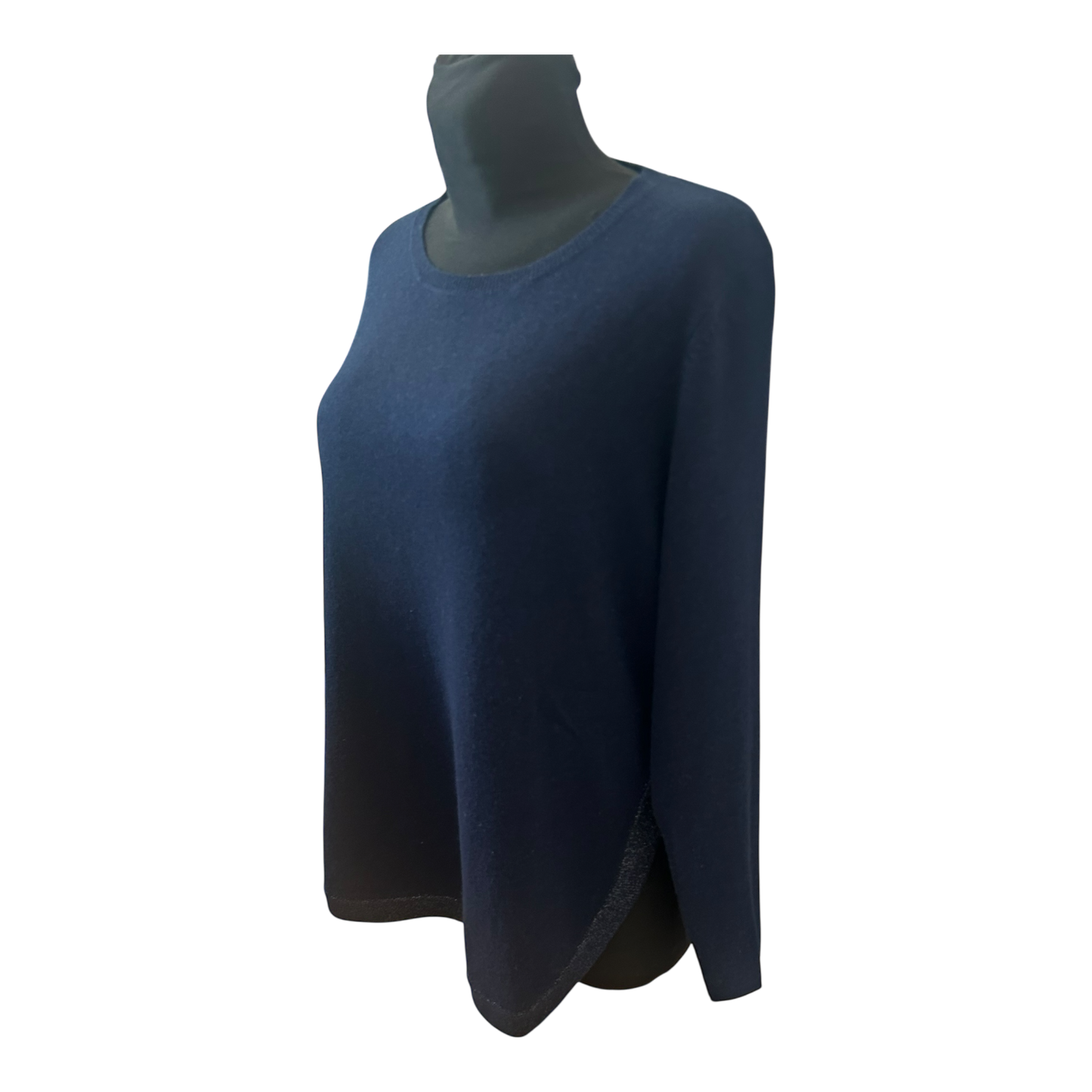 6-0-7 Essential Damen Pullover Strick Gr 42 Blau Wolle Kaschmir Viskose