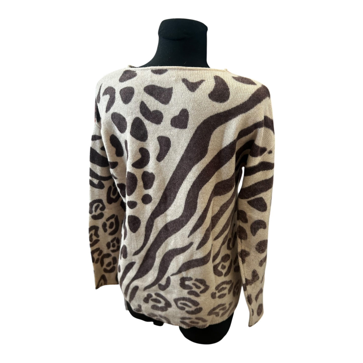 Six O Seven Damen Pullover Gr 40 Leo Animal Print Feinstrick Cashmere Mix