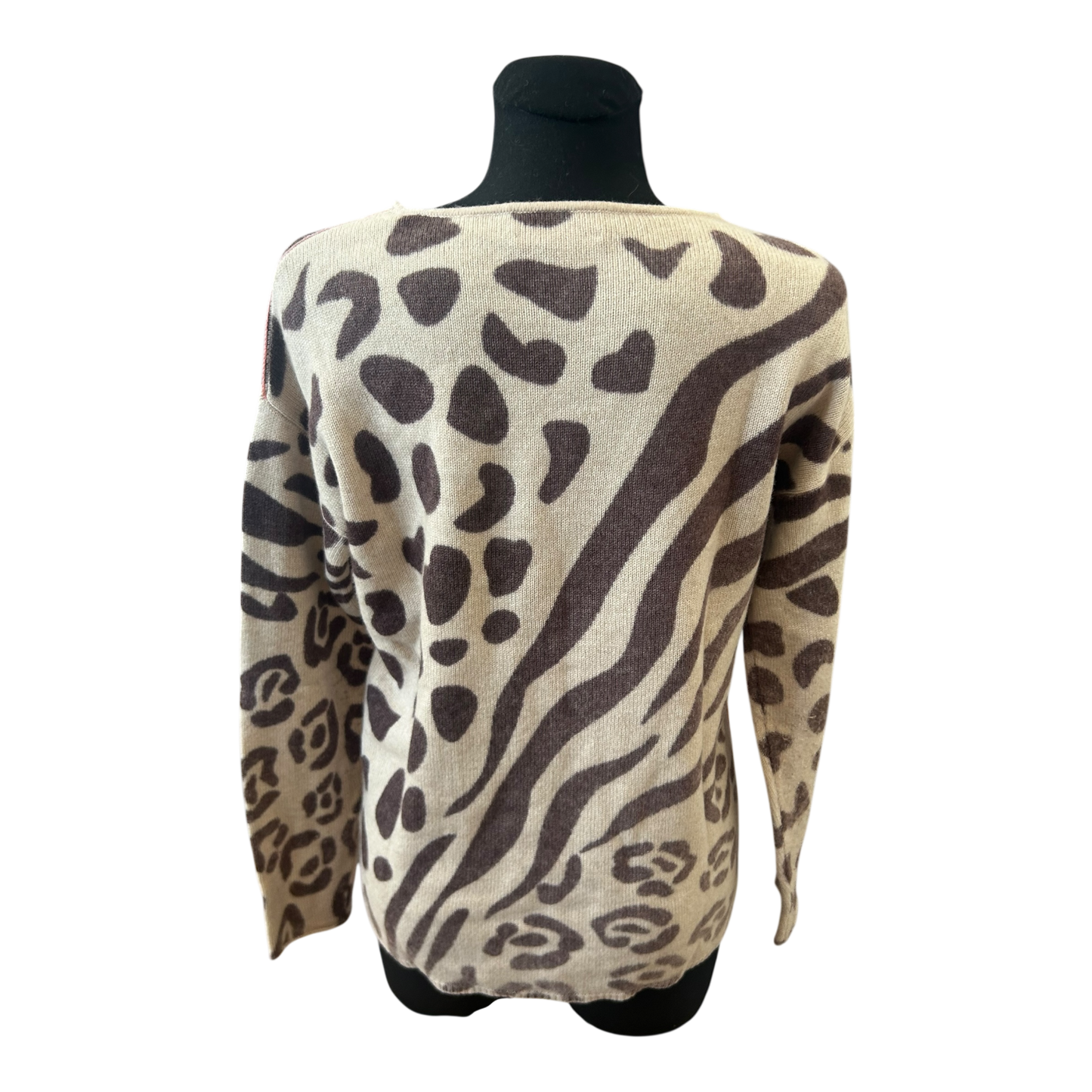 Six O Seven Damen Pullover Gr 40 Leo Animal Print Feinstrick Cashmere Mix