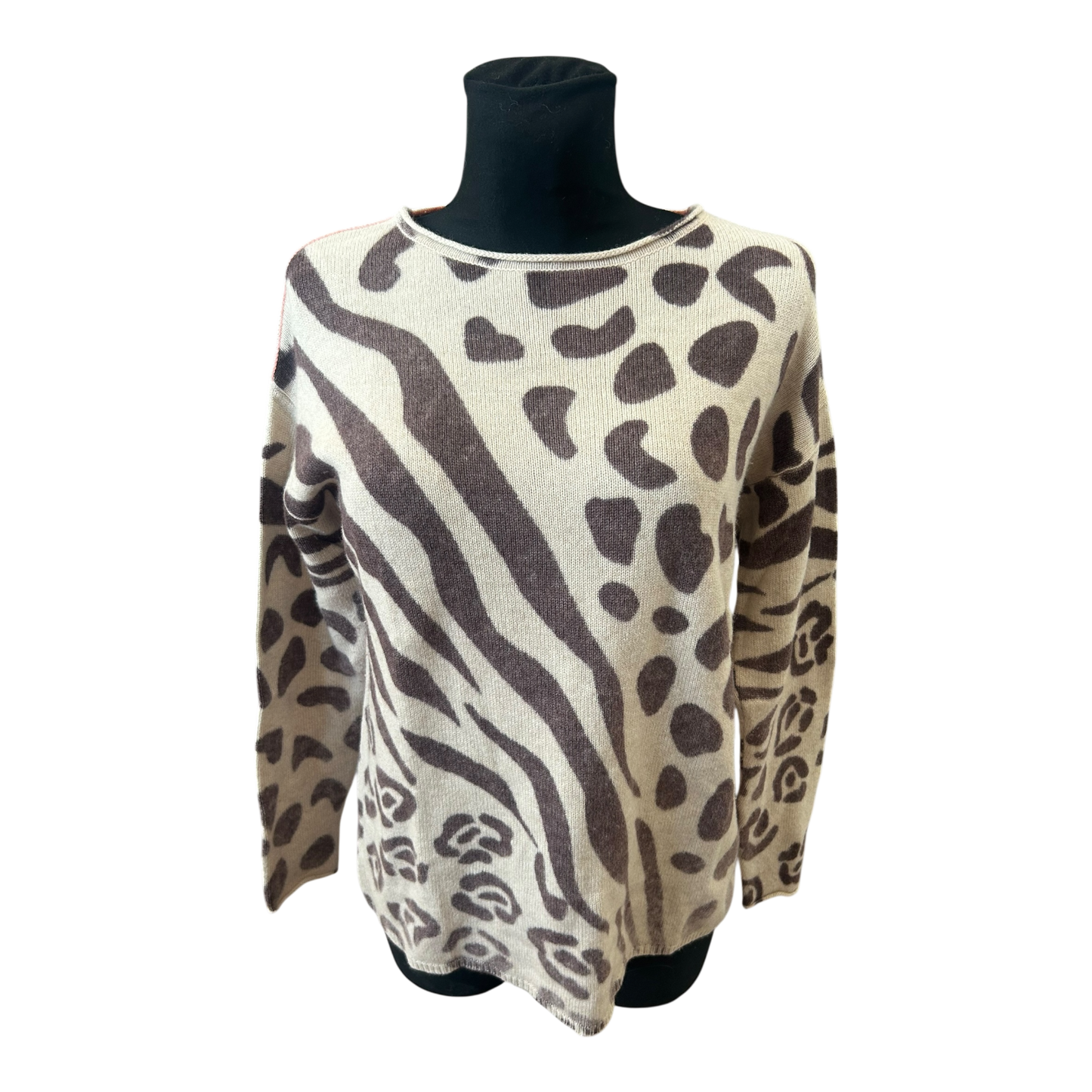 Six O Seven Damen Pullover Gr 40 Leo Animal Print Feinstrick Cashmere Mix