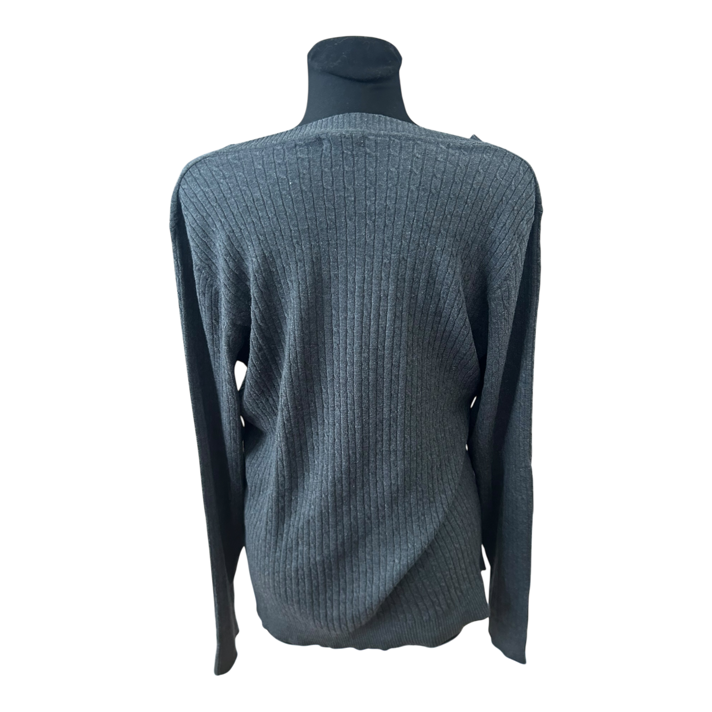 Anne L Pullover Damen Gr L Grau Rippstrick V Ausschnitt Weit Gestrickt Elegant