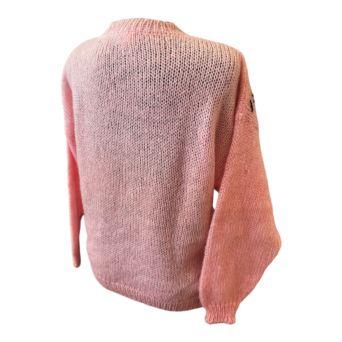 Vintage Damen Pullover Gr 36 Rundhals Grobstrick Mohair Wolle Bunt