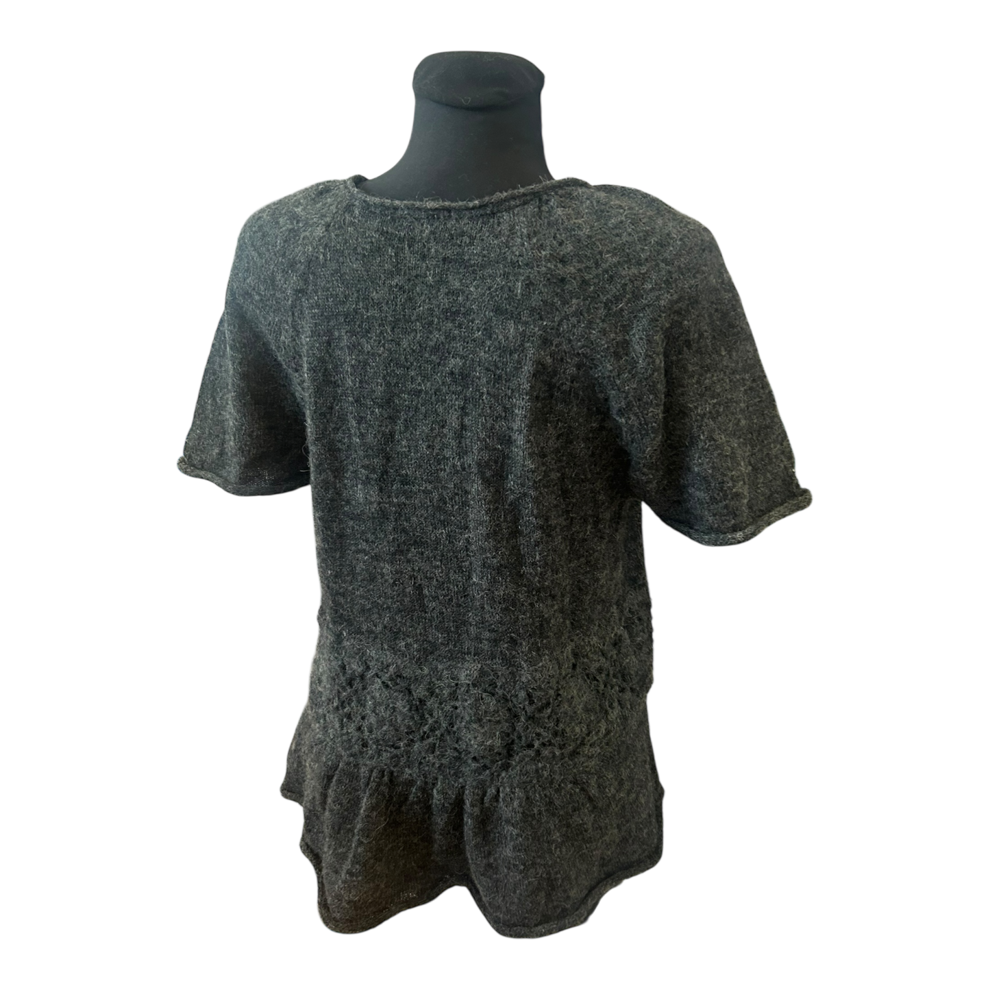 Grain de Malice Strickjacke Damen Cardigan Kurzarm Grau Gr L Alpaka Mix Elegant