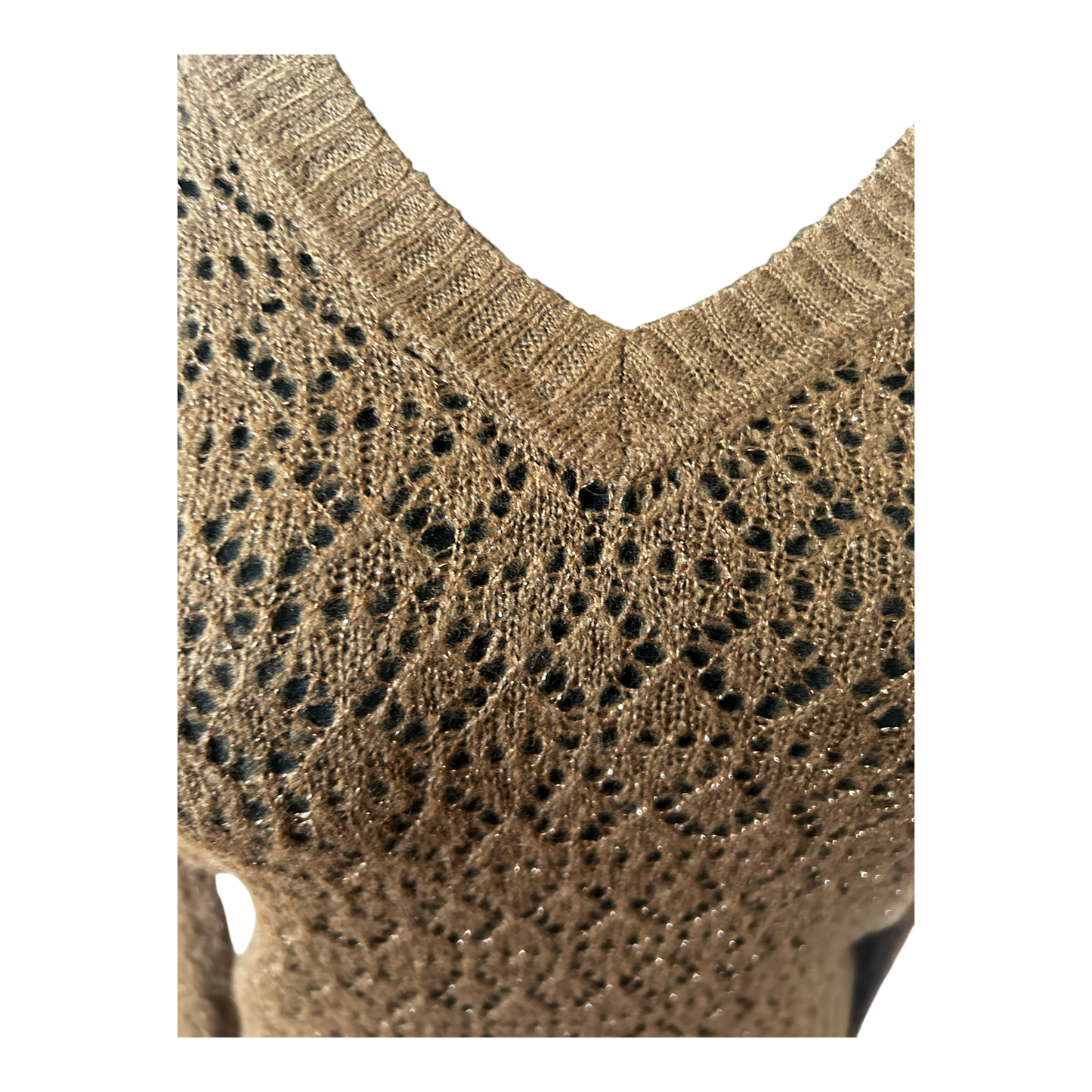 Dream Girl Damen Pullover Strick Spitze Braun Goldfäden Gr L Elegant