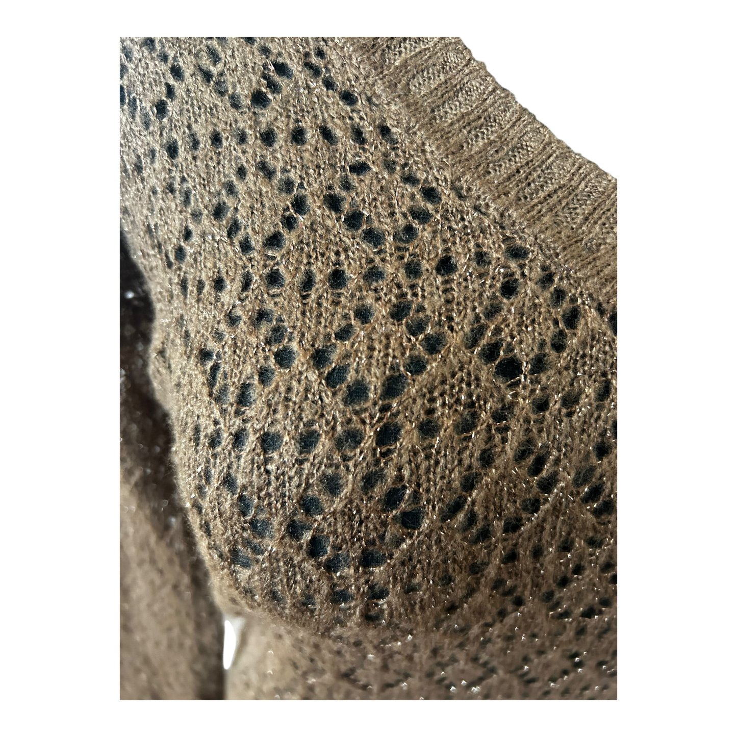 Dream Girl Damen Pullover Strick Spitze Braun Goldfäden Gr L Elegant