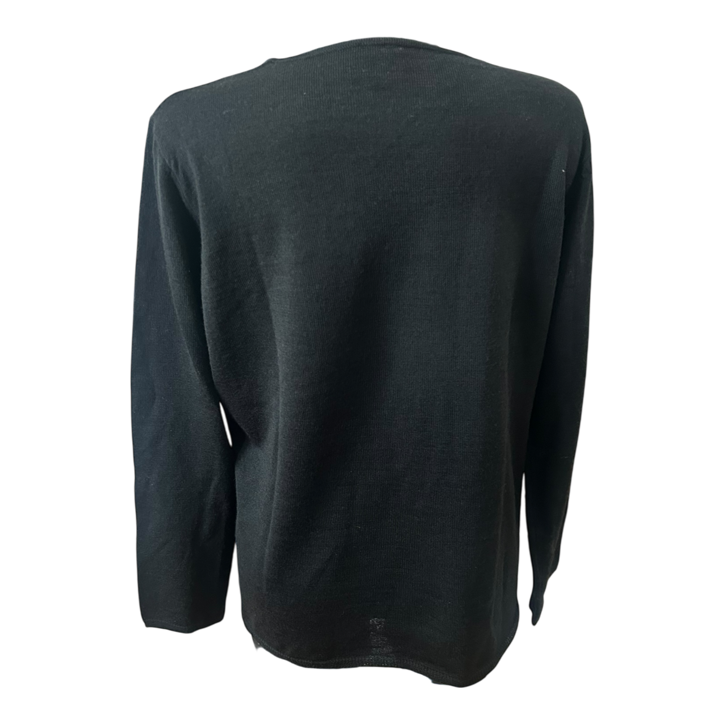 Damen Pullover Schwarz Gr 44 Langarm Strass Elegant Feinstrick Klassisch