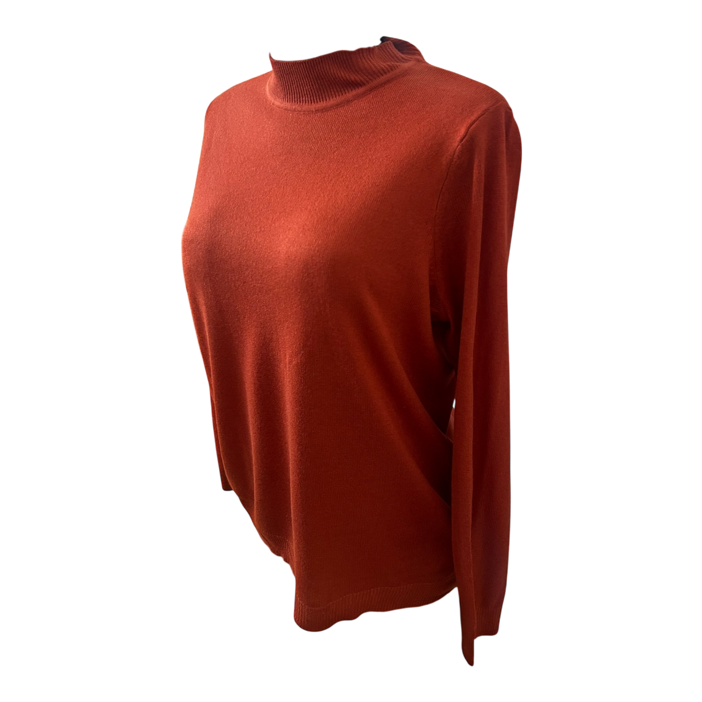 Damen Pullover Größe 42 Rostrot Stehkragen Langarm Elegant Klassisch