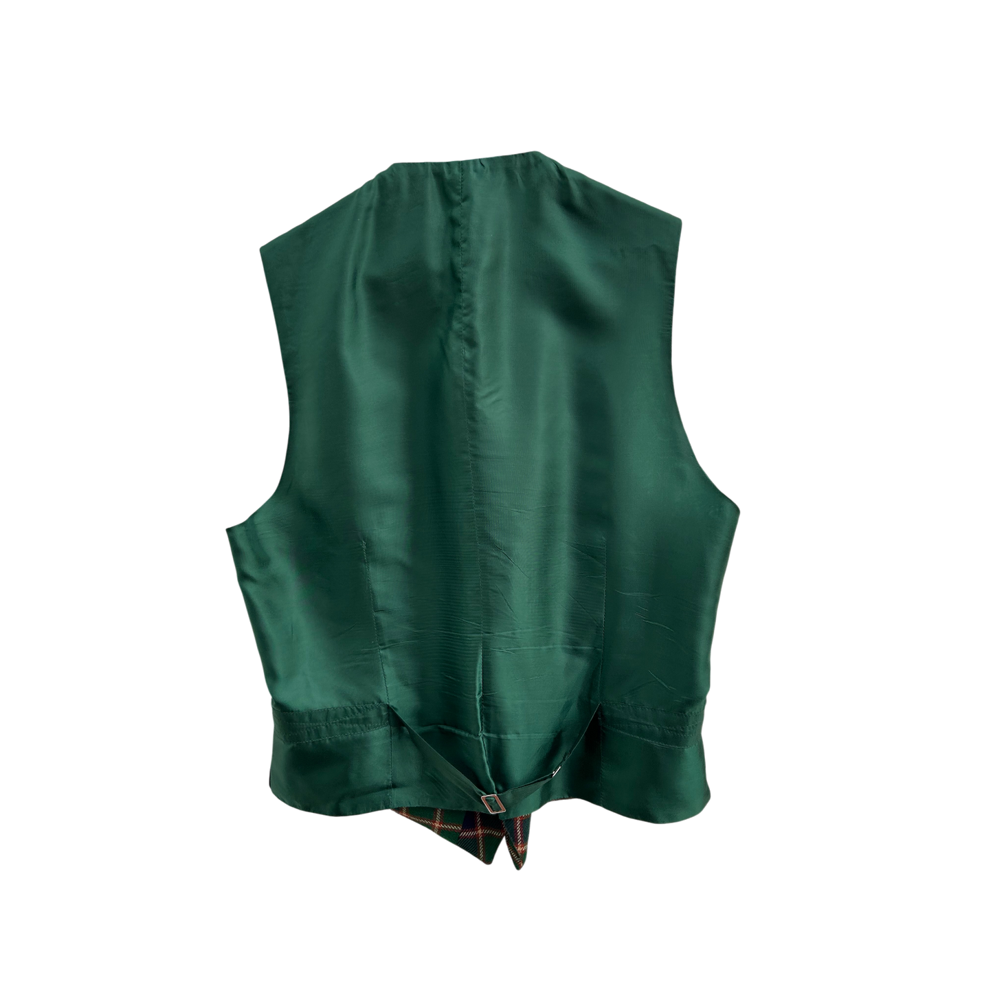 Herren Weste M Grün Kariert Klassisch Elegant Wollmix Futter Viskose Vintage Stil